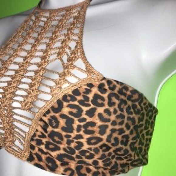 NWOT Acacia Swimwear Cheetah Panama Top Sz Small - Picture 4 of 4